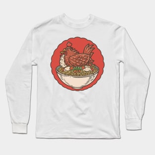 Funny chicken and rice design Long Sleeve T-Shirt